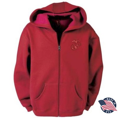 OUTSIDE THE WIRE Leatherneck for Life Leatherneck For Life Eagle, Globe, and Anchor Subdued Full Zip Sweatshirt - Red