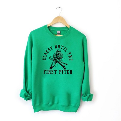 Simply Sage Market Women's Graphic Sweatshirt Classy Until First Pitch