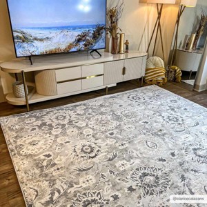 Hauteloom Moelfre Neutral Damask Area Rug - 1 of 4