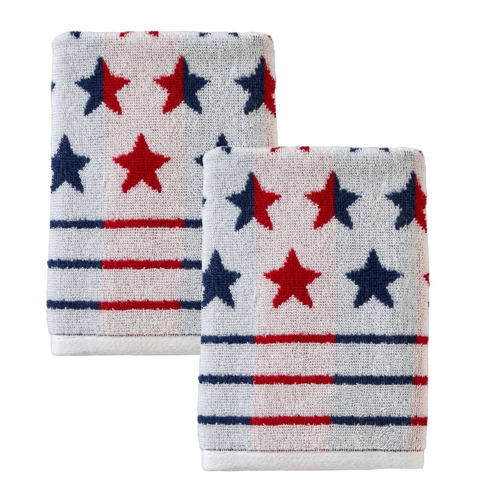 Photos - Towel 2pc Red White and Stars Hand  Set - SKL Home