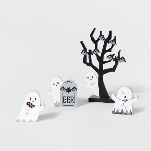 Wood Mini Mantle Ghosts And Tree Halloween Decorative Prop - Hyde ...