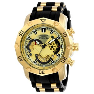 Invicta 23427 Men's Pro Diver Gold Dial Yellow Steel & Silicone Strap Chronograph Watch - 1 of 4