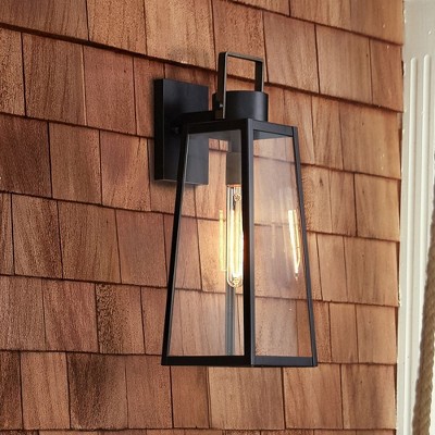 Hugh Black and Burnished Bronze Outdoor Wall Lantern