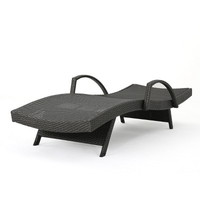 Gray Wicker Outdoor Adjustable Arm Chaise Lounges, Set of 2