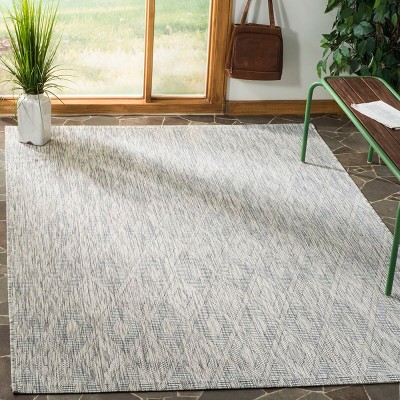 Subtle Diamond Aqua Grey 59" Synthetic Indoor/Outdoor Rug