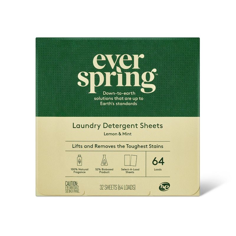 Lemon &#38; Mint Laundry Detergent Sheets - 64 Loads - Everspring&#8482;, 1 of 5