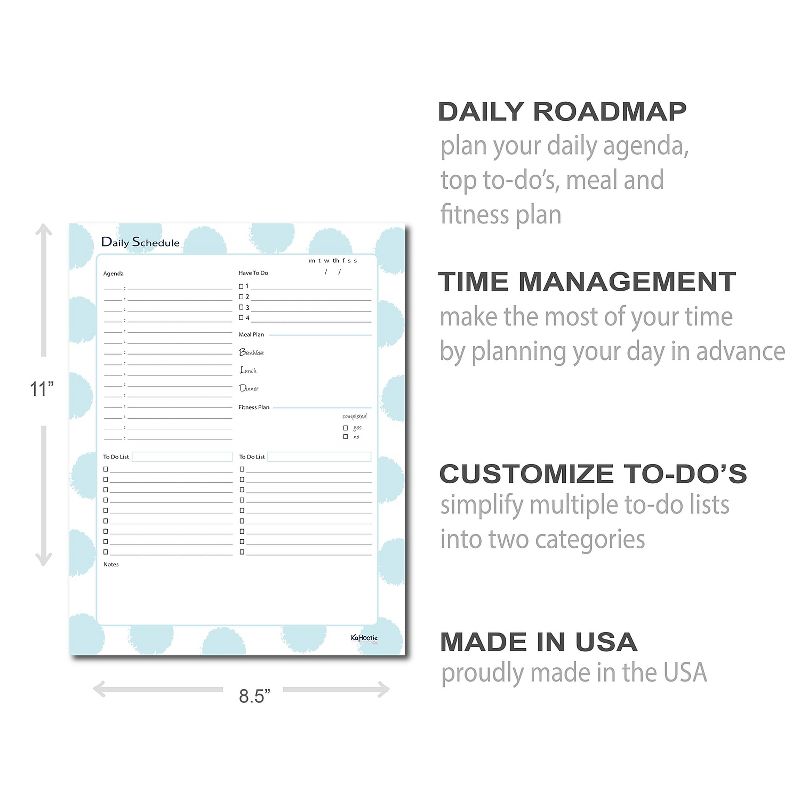 Kahootie Co. Kahootie Co Daily Schedule Notepad 8.5" x 11" 50 sheets per pad Teal Polka Dot (DNP04), 2 of 5