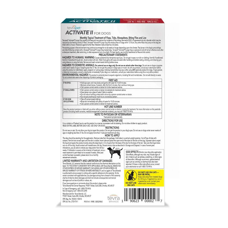 Tevra Pet Activate II Flea and Tick Treatment for Dogs - 4 Doses, 3 of 7
