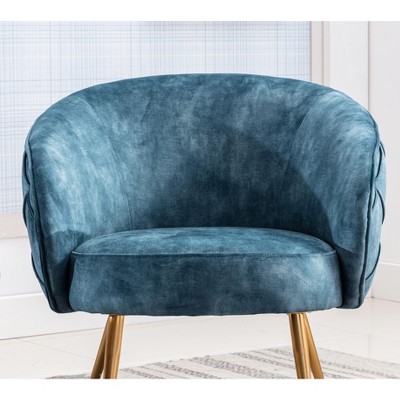NicBex Velvet Accent Chair,Upholstered Living Room Chairs with Curved Button-Tufted Back and Metal Legs,Cozy Armchair,Club Chairs for Living Room