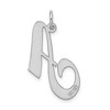 Black Bow Jewelry Sterling Silver, Ella Collection, LG Fancy Script Initial A Pendant - 3 of 4
