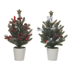 Transpac Red & Green Mini Tree Set of 2 Christmas Home Decorations - 1 of 1