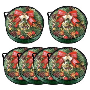 6-Pack 30" Wreath Storage Bags – Waterproof Christmas Wreath Organizers with Handles & Zippers - 1 of 4