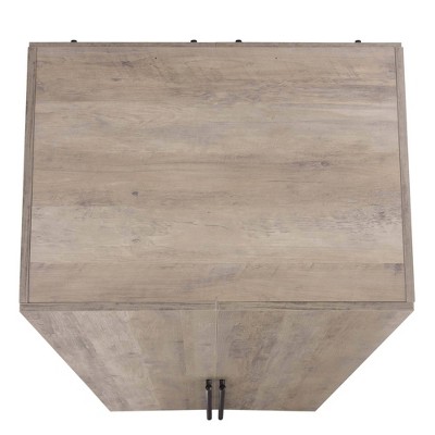 Rustic Gray 2-Door Hinged Wardrobe Closet with Metal Handles