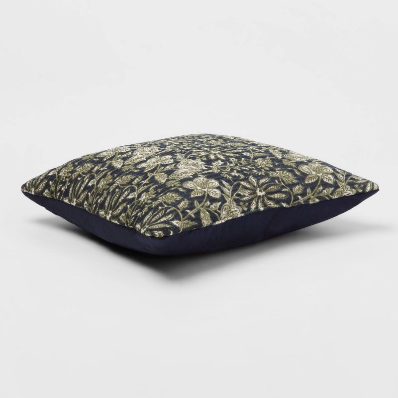 Square Double Cloth Printed Decorative Throw Pillow Navy/Green/Cream - Threshold&#8482;, 4 of 11
