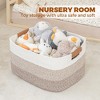 Aoibox Large Woven Storage Basket 72L with Leather Handles Gradient Brown Decorative Organizer for Towels and Toys - 3 of 4