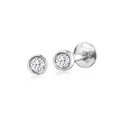 RS Pure by Ross-Simons 0.10 ct. t.w. Bezel-Set Diamond Flat-Back Stud Earrings in Sterling Silver