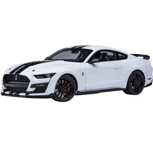 Ford Mustang Shelby GT500 Oxford White with Black Stripes 1/18 Model Car by Autoart - 1 of 4