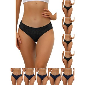 INSPIRE CHIC Women's Mid-Rise Available in Plus Size Hipster Underwears 10 Packs - 1 of 4