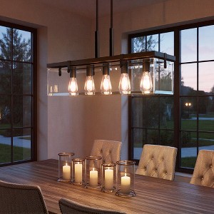 Urban Ambiance Luxury Modern Farmhouse Modern Chandelier,  15-3/4"H x 36-3/4"W,  Olde Bronze Finish, UHP2440 - 1 of 4