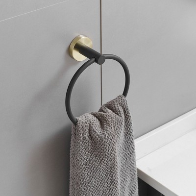 BWE 24-Inch Black and Gold Stainless Steel 6-Piece Bath Hardware Set