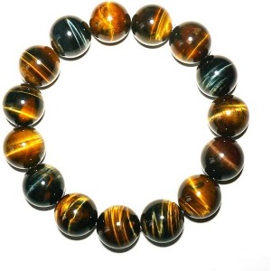 16MM Yellow Blue Tigers Eye Beaded Bracelet for Men, Natural Chakra Gemstone for Luck and Protection - 1 of 4