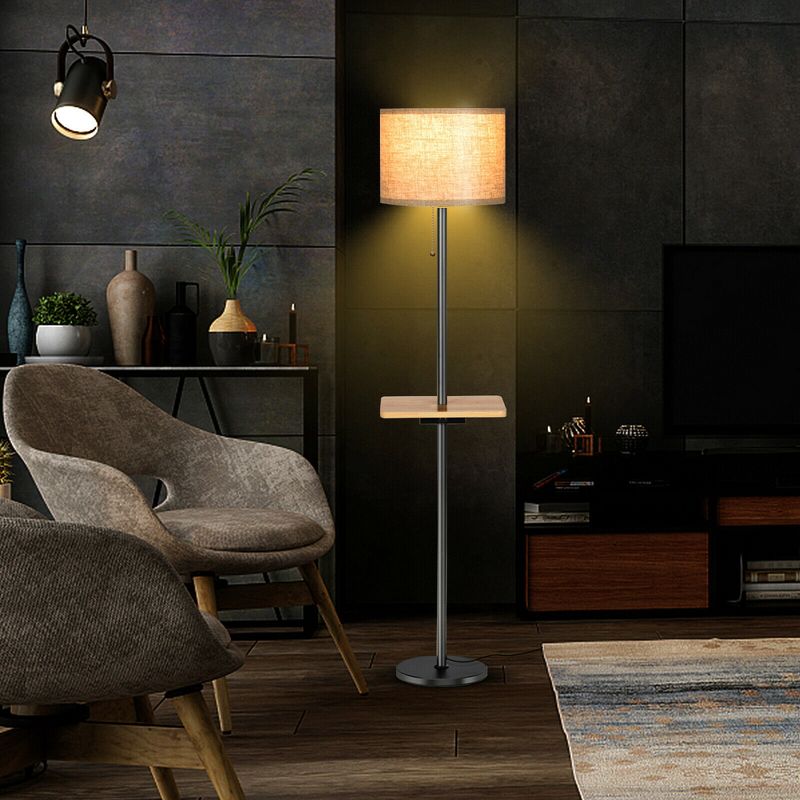Costway Modern Floor Lamp with Tray Table Dual USB Charging Ports 3-in-1 Floor Lamp, 4 of 11