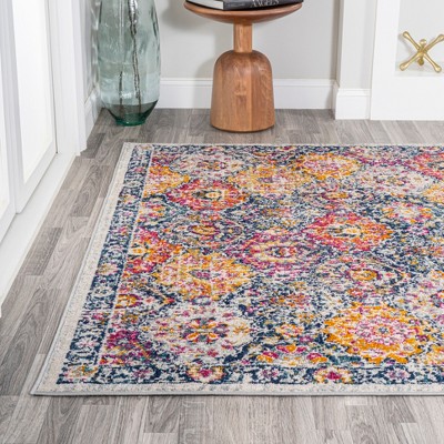 Multi-Color 4' x 6' Synthetic Stain-Resistant Area Rug