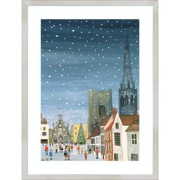 Amanti Art Chichester Cathedral Snow Scene by Judy Joel Wood Framed Wall Art Print 19 in. x 25 in.