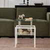 Vynxaria Series 24 in. Clear Square Tempered Glass End Table with 2-Layers Storage - 4 of 4