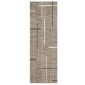 2 x 6 ft Polyester Yarn  Beige Rectangular Hallway Bathroom Entryway Kitchen Office Foldable Geometric Modern Washable Area Rug - 1 of 4
