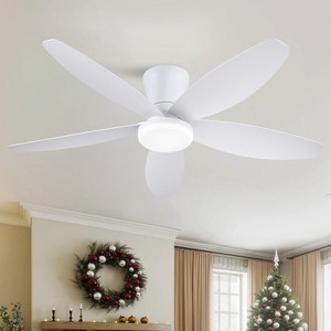 48 Inch Flush Mount Ceiling Fan with 5 ABS Blades Remote and APP Control for Bedroom Living Room Dining Room - 1 of 4