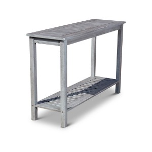 NAYSAYE Patio End Tables Eucalyptus Console Table with Two Shelves for Outdoor Entertaining Use, Gray, 16"*48"*32" - 1 of 4