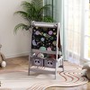 Qaba Art Easel for Kids with Paper Roll, 3 in 1 Toddler Painting Easel with Blackboard, Whiteboard, Storage Baskets, Gray - 2 of 4