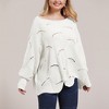 Plus Size Sweater for Women - Pointelle Knit Round Neck Pullover with Long Sleeve and Off Shoulder, Loose Fit Oversized Tops for Winter - 3 of 4