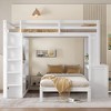 TIRAMISUBEST Queen over Twin Bunk Bed with Detachable Platform Bed, Wood Loft Bed Frame with Desk, Shelves & Open Wardrobe - 2 of 4