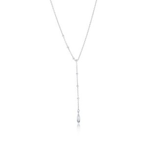 Bella Silver Sterling Silver, Beaded & Teardrop Lariat Necklace - Silver - 16 Inch - 1 of 3