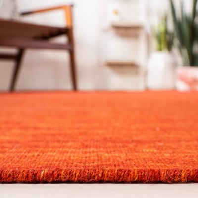 Handmade Red and Rust Wool Cotton 8' x 10' Flat Woven Rug