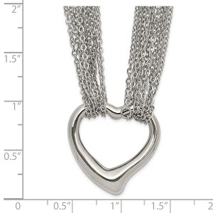 Chisel Stainless Steel Polished Heart on a 17" Cable Chain Necklace Multi Strand Necklace - 1 of 4