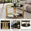 PAGED Round Wooden Coffee Table, Retro Side Table with Storage and Sliding Door, Center Table for Living Room, Bedroom - 4 of 4