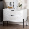 Baxton Studio Merryn Wood and Metal 2 Drawer Storage Cabinet: Mid-Century Design, Carved Detailing - 4 of 4