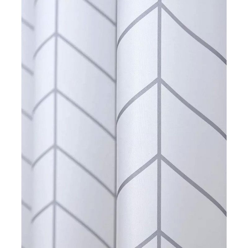 Kate Aurora Modern Simplicity Medium Weight Herringbone Gray & White Water Resistant Fabric Shower Curtain - 70 in. Long, 2 of 5