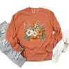 Simply Sage Market Coquette Orange Bow Fall Floral Garment Dyed Long Sleeve - 3 of 4