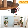 NewHome"5-Tier Rolling Plant Stand with Detachable Wheels - Wooden Display Rack for Indoor and Outdoor Decoration"DarkBrown - 2 of 4