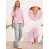 INSPIRE CHIC Women's Business Casual V Neck Button Front Short Sleeve Stripe Summer Blouses - 2 of 4
