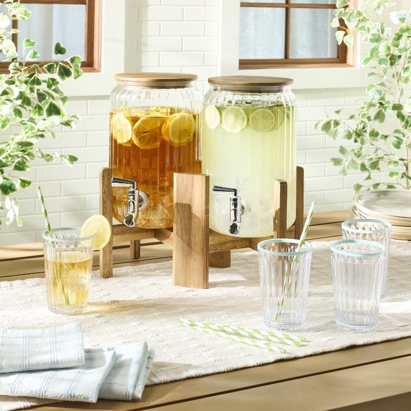 3gal Ribbed Acrylic Double Beverage Dispenser with Wood Stand - Hearth &#38; Hand&#8482; with Magnolia, 3 of 5