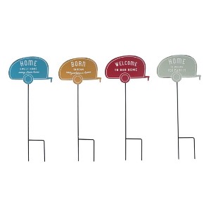 Transpac Metal Enamel Camper Pick Set of 4 Spring Home Decorations - 1 of 1