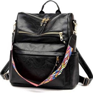PU Leather Backpack Purse For Women Convertible Ladies Fashion Casual Large School Shoulder Bags - 1 of 4