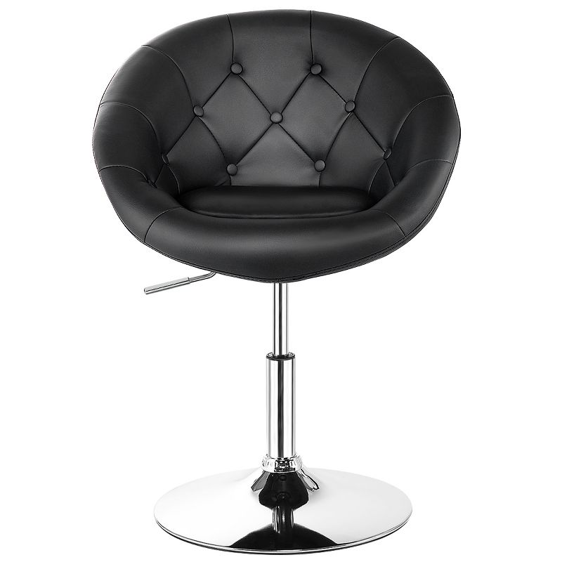 Tangkula Modern Swivel Bar Stools Height Adjustable Round Tufted Back Accent Chair Black/White, 1 of 10