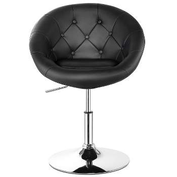 Tangkula Modern Swivel Bar Stools Height Adjustable Round Tufted Back Accent Chair Black/White