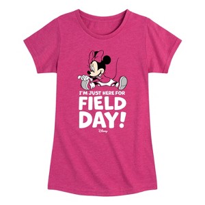 Girls' - Disney - Minnie Just Here For Field Day Fitted Short Sleeve Graphic T-Shirt - 1 of 3